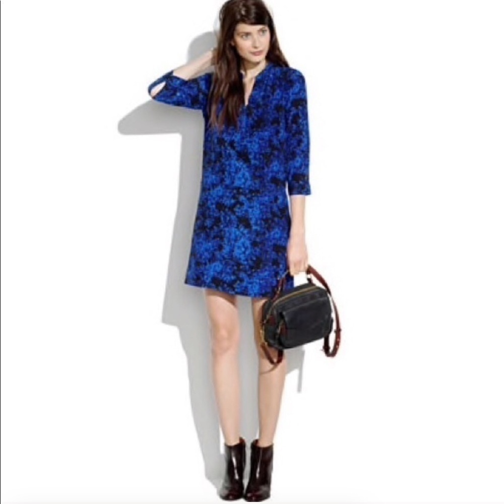 Madewell Silk Director shift dress brushstroke